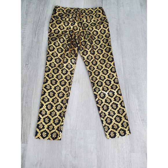 Old Navy Womens Pixie Black & Gold Print Dress Pants Mid rise, Size 4, 28"× 26" - Picture 4 of 10